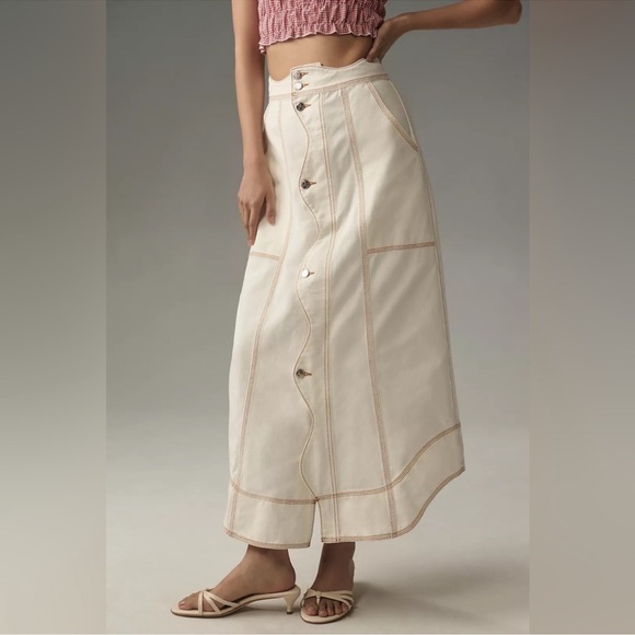 Farm Rio Denim Wave Maxi Skirt Sz 24 NWT - Picture 4 of 9